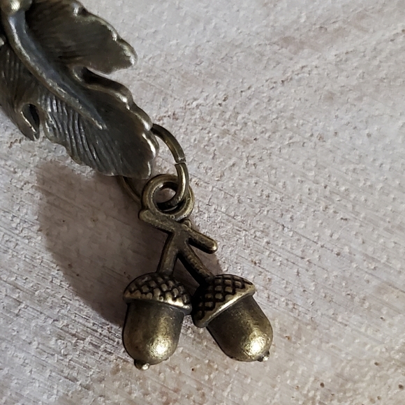 Acorn earrings bronze fig leaf studs NEW handmade fall autumn Gift Thanksgiving - Picture 4 of 11